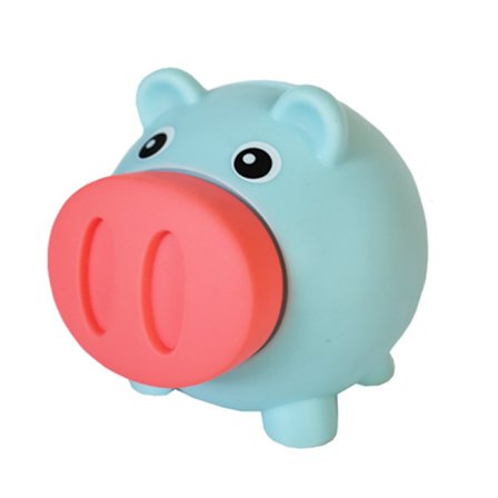 Mini Piggy Bank, Sød Gris Gå Oink-Oink, Uknuselig Møntbank, Stor Første Pengebank (Blå)