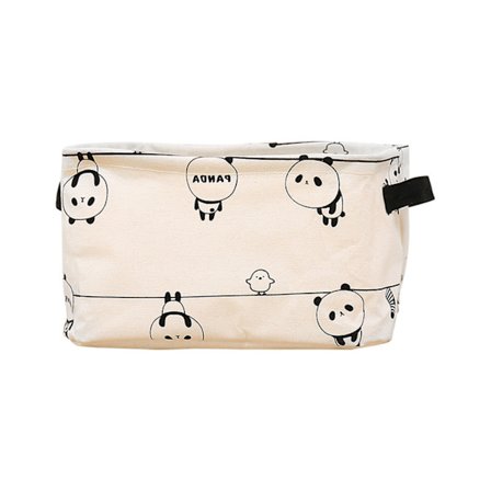 Panda förvaringskorg Enkel tyg Vikbar fyrkantig låda Hemma bomull och linne förvaring fyrkantig låda