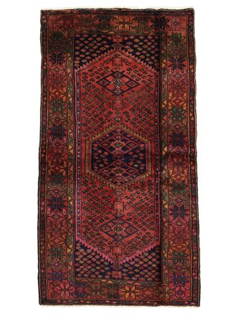 Tapis Hamadan 108X200 Noir/Rouge Foncé (Laine, Perse)