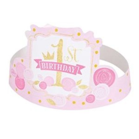 1-vuotissyntymäpäivä juhlahattu pinkki 6 pack