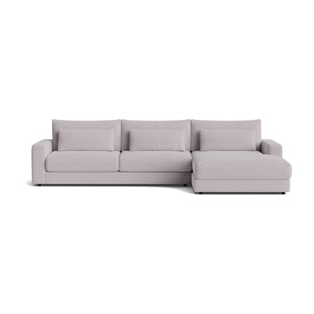 Sevilla Chaiselongue-Sofa, rechts, Lincoln Hellgrau, Cord-Optik, modernes Design, 332cm Breite, großzügige Sitzfläche für maximalen Komfort