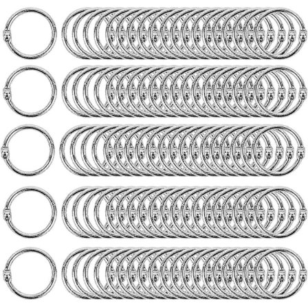 50-pack pärmringar 25 mm metall lösa blad bokringar nyckelringar