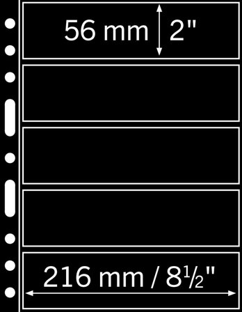 Leuchtturm GRANDE 5S lommer til frimærker - 5 stk. - Sorte