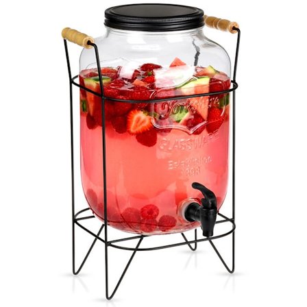 Drikkevaredispenser med tap og stativ, 8L glas