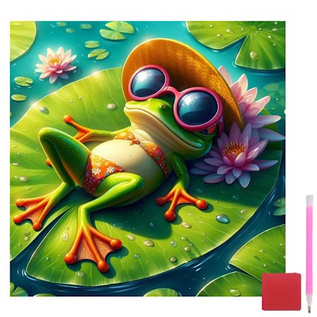 Frø Diamant Kunst Sæt til Voksne - 5D Diamant Maleri Sæt til Voksne Begyndere - DIY Runde Fuld Drill Ædelsten Kunst til Hjem Vægdekoration Gaver 35x35