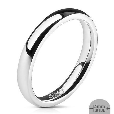 3 mm.bred slät convex ring i Spegel Polerad 316L stål 8=18.14