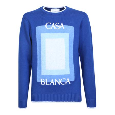 Casablanca Round-neck Strik Blå, Herre Strik
