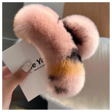 Plys plys hårklemme elegant solid imiteret pels plys store hårklo klip efterår vinter solid farve hårnål barrette til tykt hår