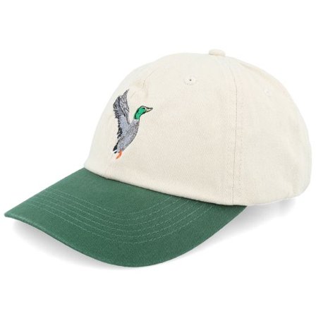 Wild Spirit - Beige unconstructed Keps - Mallard Duck Washed Stone/Dark Green Dad Cap @ Hatstore