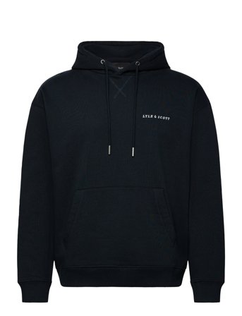 Script Brushback Pullover Hoodie Navy Lyle & Scott