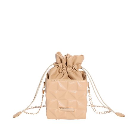 Fashionable PU-skakbræt mønstret snøre crossbody taske til kvinder, afslappet kæde terning håndtaske, 1 stk. - Khaki