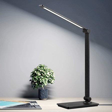 LED Skrivebordslampe, dimbar kontorlampe med justerbar arm, sammenleggbar bordlampe for bord soverom B