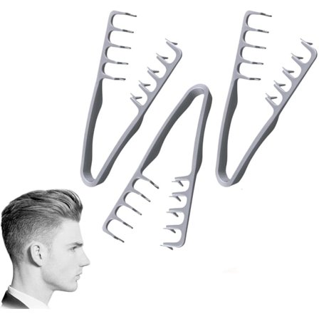 Tre-delt sæt - Hårkam - Bredtandet kam - Fintandet kam - Hårstyling tilbehør - Grå 20cm