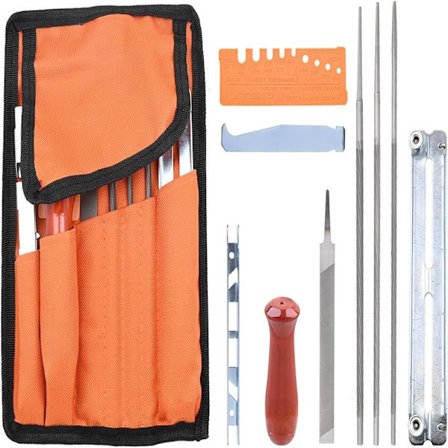 Kedjesågsslipningssats Filsats 10st 5/32" 3/16" 7/32" Rund Kedjesågsfil 6 Tum Platt Fil Trähandtag Djupmätare Snabbkontrollmätare