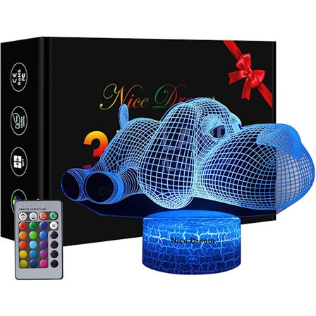 Hund 3D Illusionslampa, 3D Nattlampa Present till Barn, 8 7 6 År Gammal Flicka Presenter, 9 8 7 År Pojkar Födelsedagspresent, Pojkpresent Ålder 12 11