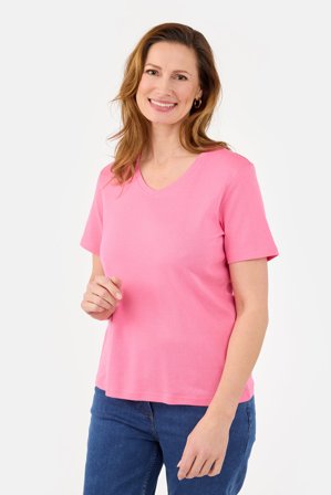 BRANDTEX - Kortærmet T-shirt - Pink - V-Hals