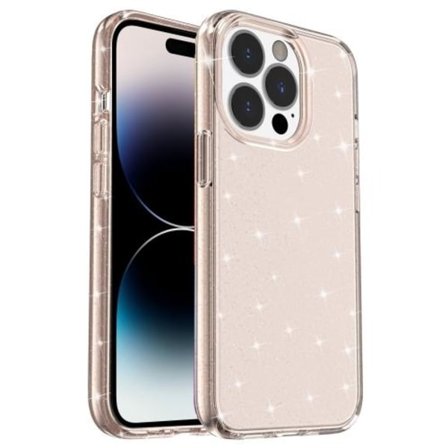 For iPhone 14 Pro Max Skall Støtdempende Glitter TPU Rose Gold