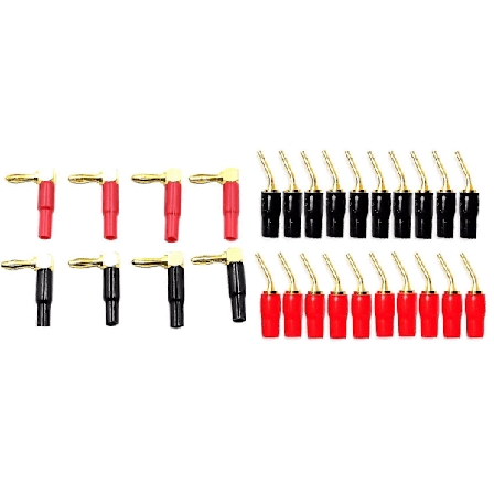 20 stk. 2 mm bananplugg pinneskrutype med 8 stk. 4 mm bananplugg høyttalerkabelkontaktadapter