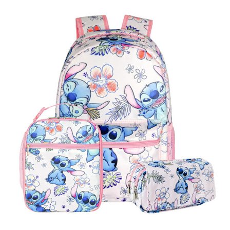 Stitch pink tre-delt rygsæk stor kapacitet digitalt tryk rygsæk junior high school studerende pige rygsæk-F0