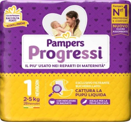 Pampers Progressi New Born Taglia 1 (2-5 Kg) 28 Pezzi