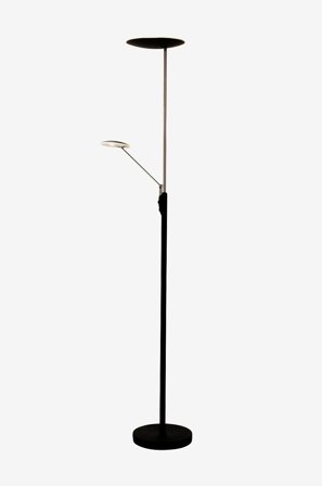 Aneta Lighting - Uplight Cadiz/teräs - Musta - Lattiavalaisimet - - Homeroom