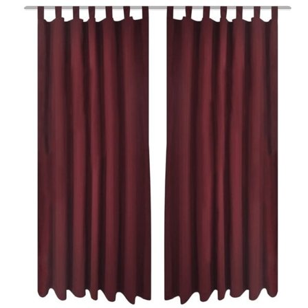 vidaXL 2-pack gardiner med öljetter vinröd microsatin 140 x 175 cm
