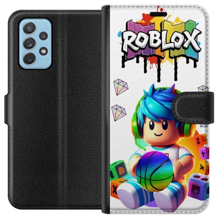 Kompatibelt Lommeboketui til Samsung Samsung Galaxy A52 5G Fargerik Roblox-illustrasjon med spillkarakter, leker og energi, perfekt for spillfans og b
