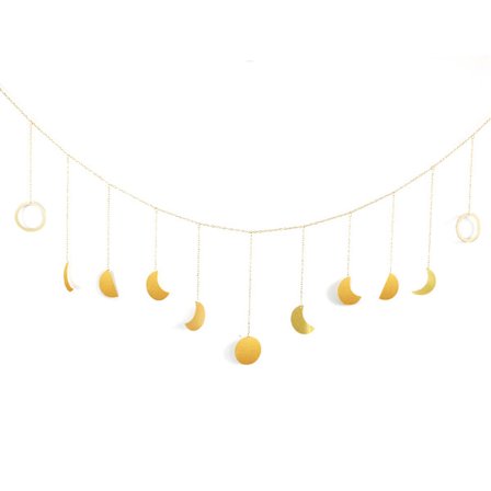 Månefase Vægophæng Guld Måne Garland Dekoration Boho Hjemmeindretning Shinin