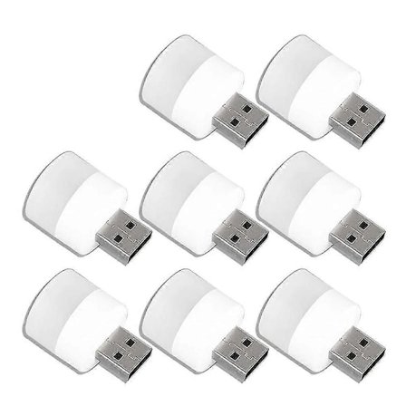 8 stk. Nat USB Lys Mini LED Pære, Til Soveværelse, Badeværelse, Børneværelse, Gang, Køkkenlys (varm Li