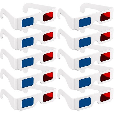 10 par 3D-glasögon i kartong - Universal Anaglyph 3D-glasögon i kartong - Röd, blå, cyan eller film