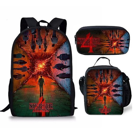 3 Pcs Set Stranger Things Bags Backpack School Mini Wallet Women's Bag Men's Shoulder