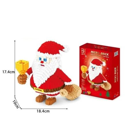Joulu joulupukki mikro rakennus palikat lumiukko kuvio kirkko puu hirvi mini tiilet malli lelut