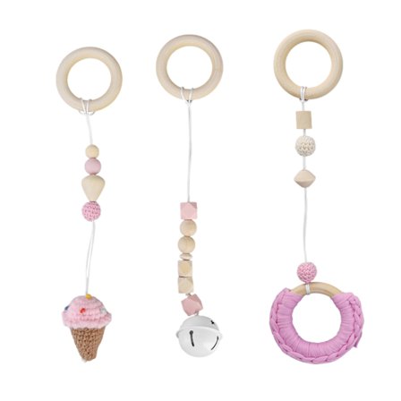 3 st Baby Gym Leksaksset Trähänge Färgglad Slät Yta Söt Design Heminredning Gåva