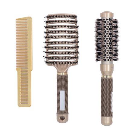 3 stk hårbørste kamsett Hjemme frisørsalong Rund børste Bøyde ventilbørste Clipper Skjærekam Stylingverktøy