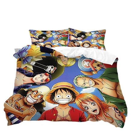 Anime One Piece 3D-tulostettu vuodevaatesetti, pussilakana, peittopäällinen, tyynyliina, lasten lahja, väri 5