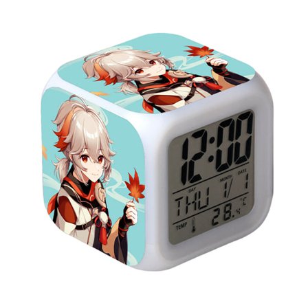 Genshin Impact -herätyskello LED-neliökello Digitaalinen herätyskello ajalla, lämpötilalla, hälytyksellä, päivämäärällä
