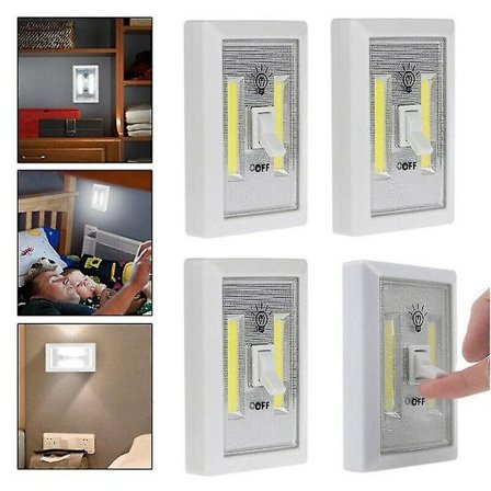 4 st COB LED Väggbrytare Trådlös Batteridriven Garderob Sladdlös Nattlampa