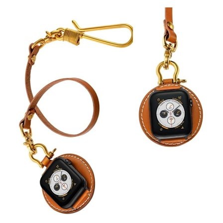 Apple Watch Series 5 40mm retro læder pocket strap - Sort Connector / Brun