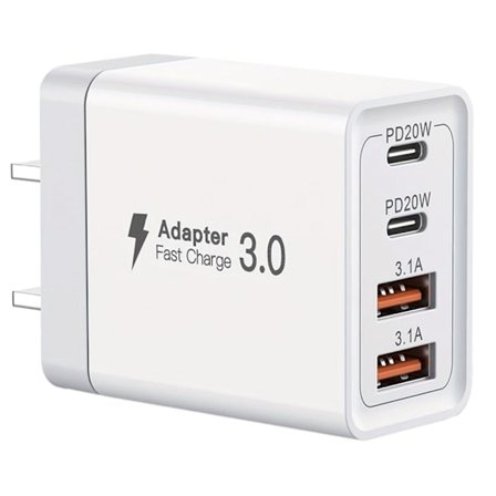 USB-C Snabbladdare, 55W 4-Port PD Väggladdare för iPhone, Samsung