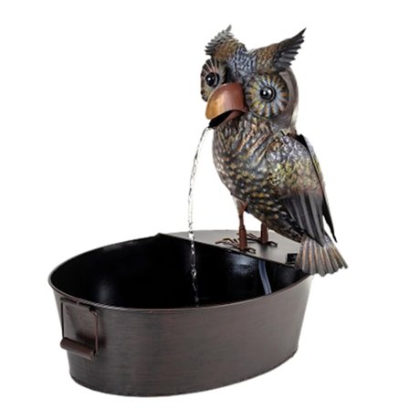 Fontängård Konstdekor Järn Djurform Skulptur med vattenpump USB Trädgård dekorativ vattenfallsfontän