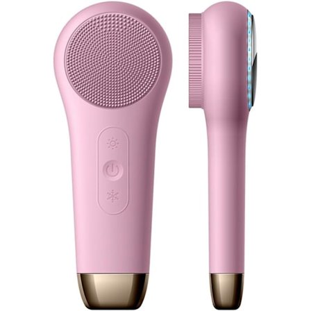 Sonisk ansigtsrensebørste, dybderensende og eksfolierende værktøj med zoneinddelt silikonehoved, vibration og varmetilstand for effektiv pore