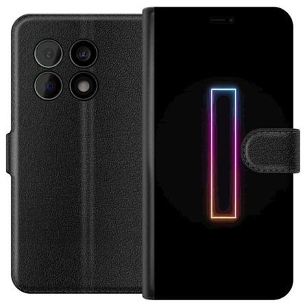 Kompatibel Tegnebogsetui til OnePlus OnePlus 10 Pro Minimalistisk neonbogstav I i regnbuefarver mod mørk baggrund