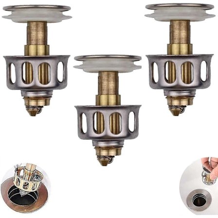 Universal Tvättställ Bounce Avloppsfilter, Handfat Pop Up Badrumsavloppsplugg Med Korg, Köksbadrums Sil Avloppsplugg