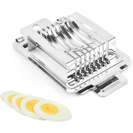 Äggskärare i rostfritt stål, äggdelare i metall, multifunktionell äggskärare, för att skiva pocherade ägg, kokta ägg, ankägg etc.