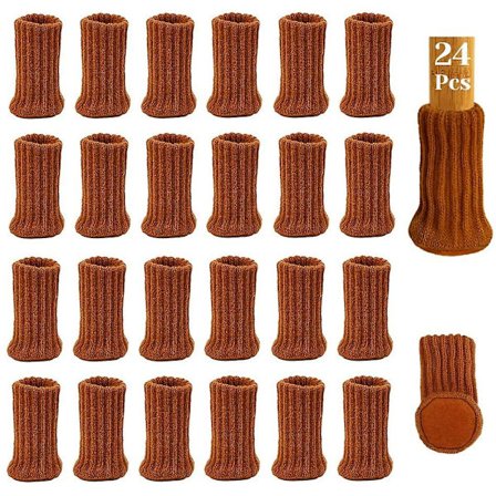 24 stk. stolebenssokker med filtpude, højelastiske strikkede møbelankelstøvler med dobbelt brun