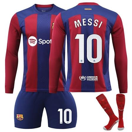 Barcelona 23-24 Kotikentän Pitkähihainen Jalkapallopaita Lasten Jalkapalloasu No.10 Messi L