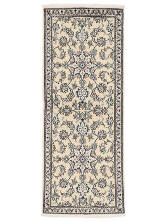 Tapis Naïn 77X195 De Couloir Beige/Noir (Laine, Perse)