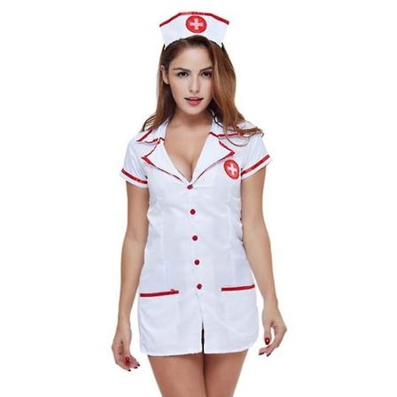 Kvinners undertøy sykepleieruniform cosplay sexy sykepleierundertøy sett frekk kostyme V-hals med hodeplagg kvinners pyjamas A S