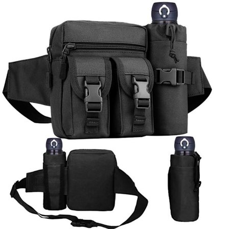 Taktisen vyölaukku vesipullotaskulla, vedenpitävä takapuolilaukku, sotilaallinen hyötykangas Fanny Pack Bumbag