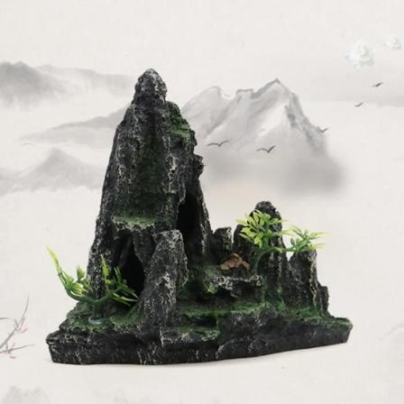 Akvariumprydnad - Bergsutsikt Akvarium Stenparti Döljer Grottträd Aquariumprydnadsdekoration